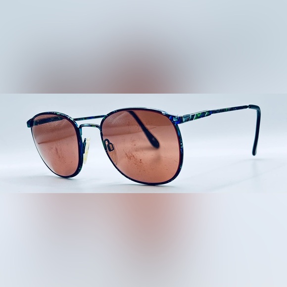 Vintage Charmant 4228 Green Blue Oval Sunglasses Frames Only - Picture 2 of 8